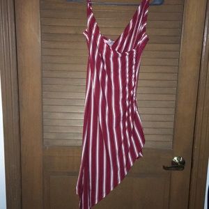 Red white striped dress.